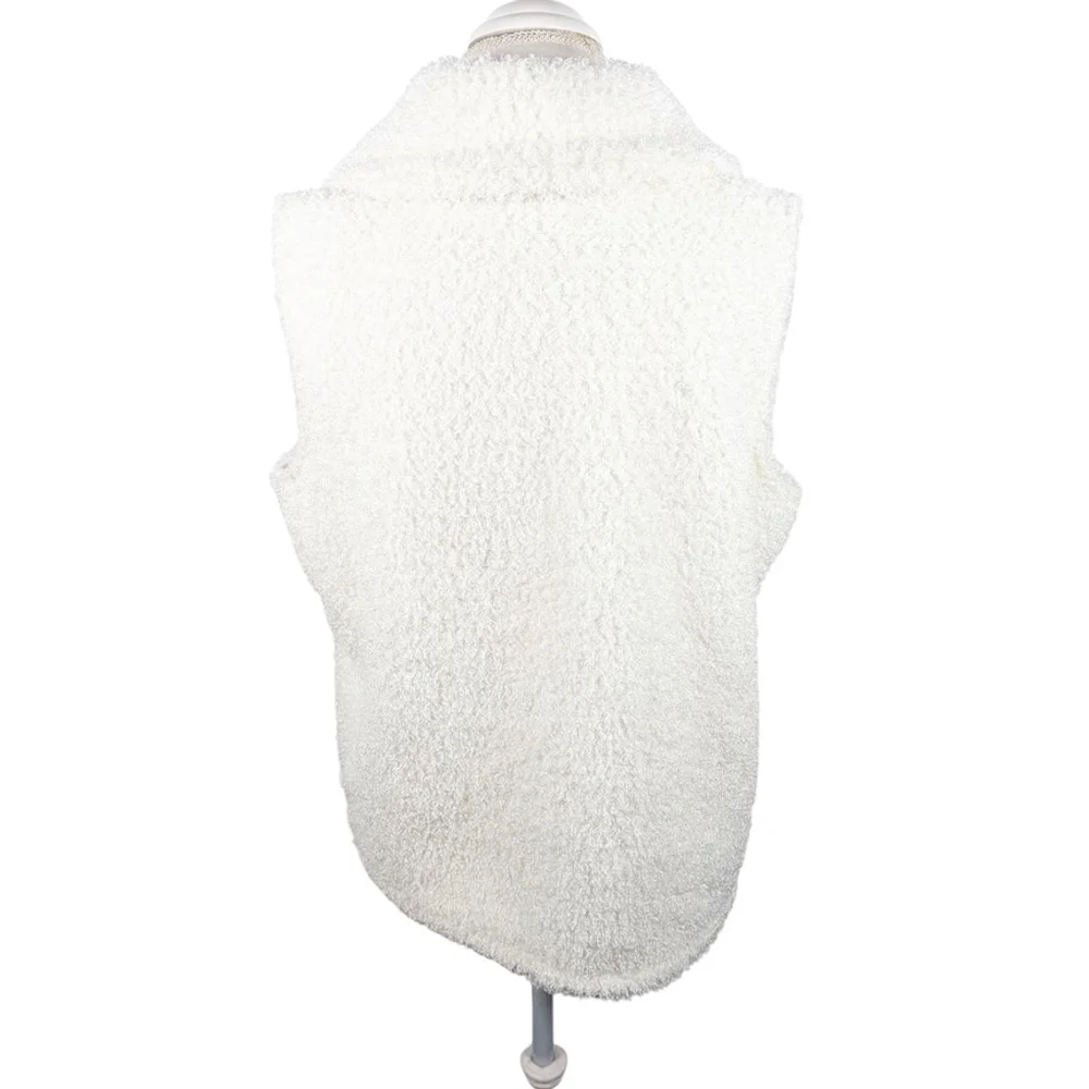 J. Jill Sherpa Vest Cream Ivory Teddy Fleece Full Zip Cozy Chic Jacket Size L